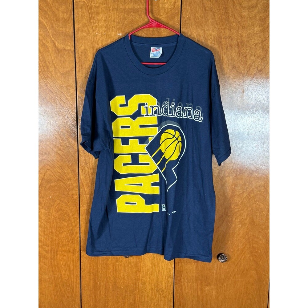 Vintage Indiana Pacers NBA Basketball‎ Big Logo Hanes Heavyweight Shirt XL